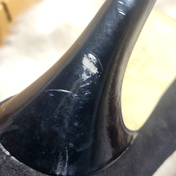 FRANCO SARTO Victor Suede Open Toe High Heel Pumps Black peep toe 8.5M - Picture 8 of 11